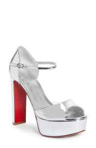 �N���X�`�����E���u�^�� ���f�B�[�X �V���[�Y �T���_�� �g�[�� Christian Louboutin Sandaloo Metallic Peep-Toe Sandal Silver �V���o�[