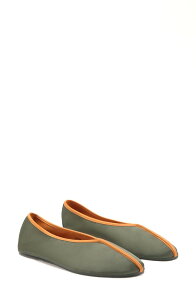 �}���S ���f�B�[�X �V���[�Y �p���v�X �T�e�� MANGO Satin Ballerina Flat Green �O���[��