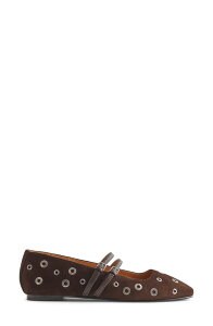 ���C�h�E�F�� ���f�B�[�X �V���[�Y �p���v�X Madewell The Greta Eyelet Embellishedouble Strap Ballet Flat Dark Carob