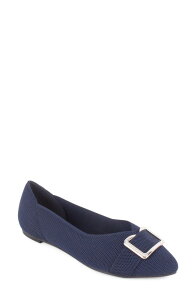 �^�n�� ���f�B�[�X �V���[�Y �p���v�X Tahari Lucerne Pointed Toe Flat Dark Navy �l�C�r�[