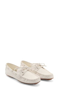 �}���S ���f�B�[�X �V���[�Y �X���b�|���E���[�t�@�[ ���[�X ���U�[ MANGO Lace-Up Leather Boat Shoe White �z���C�g