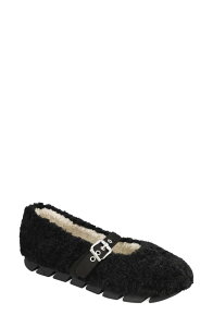 �~�A ���f�B�[�X �V���[�Y �p���v�X MIA Kayti Faux Shearling Mary Jane Flat Black �u���b�N