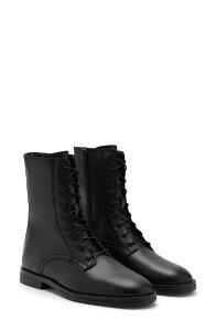 �}���S ���f�B�[�X �V���[�Y �u�[�c�E���C���u�[�c �A���N�� ���U�[ MANGO Leather Ankle Boot Black �u���b�N
