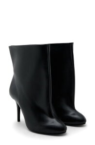 �}���S ���f�B�[�X �V���[�Y �u�[�c�E���C���u�[�c ���U�[ MANGO Leather Stiletto Bootie Black �u���b�N