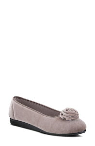 �t���N�T�X ���f�B�[�X �V���[�Y �p���v�X �x���x�b�g Flexus by Spring Step Roseloud Velvet Slipper Light Grey �O���[