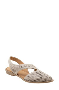 �u�G�m ���f�B�[�X �V���[�Y �p���v�X Bueno Bianca Perf Slingback Pointed Toe Flat Light Grey �O���[