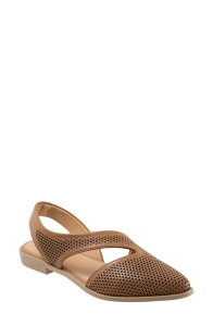 �u�G�m ���f�B�[�X �V���[�Y �p���v�X Bueno Bianca Perf Slingback Pointed Toe Flat Walnut