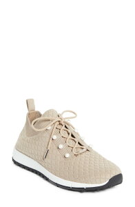 �W�~�[�`���[ ���f�B�[�X �V���[�Y �X�j�[�J�[ �j�b�g Jimmy Choo Veles Faux Pearl Knit Sneaker X Stone �X�g�[��