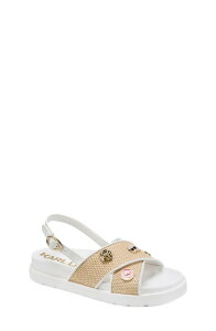 �J�[�� ���K�[�t�F���h ���f�B�[�X �V���[�Y �T���_�� KARLAGERFELD PARIS Harlan Embellished Slingback Sandal Natural/ Bright White �z���C�g
