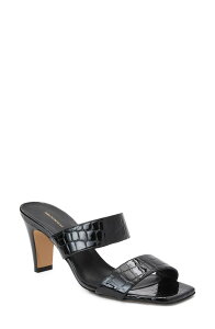 �u���[�m�}�O�� ���f�B�[�X �V���[�Y �q�[�� �T���_�� Bruno Magli Vezza Embossed Slide Sandal Black Patent/ Croc �u���b�N