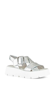�K�{�[�� ���f�B�[�X �V���[�Y �T���_�� Gabor Crossover Slingback Wedge Sandal Silver �V���o�[