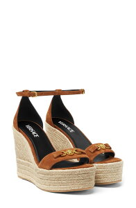���F���T�[�` ���f�B�[�X �V���[�Y �T���_�� �X�G�[�h Versace Medusa '95 Suedespadrille Wedge Sandal Spice Brown-Versace Gold �u���E��