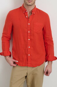 �A���b�N�X�~�� �����Y �g�b�v�X �V���c �_�E�� ���l�� Alex Mill Linen Button-Down Shirtangerine �^���W�F����
