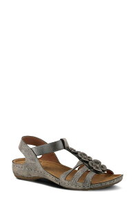 �t���N�T�X ���f�B�[�X �V���[�Y �q�[�� �T���_�� Flexus by Spring Step Adede Cage Sandal Pewter Patent Leather �s���[�^�[