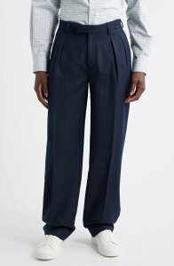 �r���[���C�h �����Y �{�g���X �J�W���A���p���c �v���[�c �E�[�� �R�b�g�� Billy Reid Pleated Cotton & Wool Dress Pants Navy �l�C�r�[