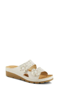 �t���N�T�X ���f�B�[�X �V���[�Y �q�[�� �T���_�� Flexus by Spring Stepamola Wedge Slide Sandal Beige �x�[�W��