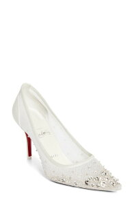 �N���X�`�����E���u�^�� ���f�B�[�X �V���[�Y �p���v�X ���b�V�� Christian Louboutin Miss Z Crystal Beaded Mesh Pump Version Ivory �A�C�{���[