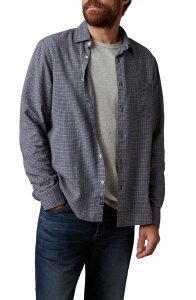�t�@���e�B �����Y �g�b�v�X �V���c Faherty Palmetto Plaid Button-Up Shirt Navy Palm Check �l�C�r�[