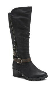 �X�v�����O�X�e�b�v ���f�B�[�X �V���[�Y �u�[�c�E���C���u�[�c Spring Step Spring Street Gemisola Wateresistant Faux Fur Lined Knee High Boot Black Synthetic �u���b�N