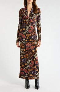 �t�@�[�� ���f�B�[�X �g�b�v�X �����s�[�X �t�����[�� �}�L�V �t�����[ FARM Rio Lili Long Sleeve Floral Maxi Dress Black �u���b�N