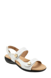 �g���b�^�[�Y ���f�B�[�X �V���[�Y �q�[�� �T���_�� Trotters Romi Stitch Slingback Sandal White �z���C�g