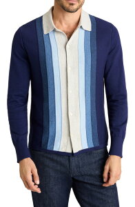 �{�m�{�X �����Y �A�E�^�[ �p�[�J�[�E�X�E�F�b�g �R�b�g�� �J�[�f�B�K�� Bonobos Hudson Stripe Cotton & Cashmere Collared Cardiganavy-Grey Ombre �O���[