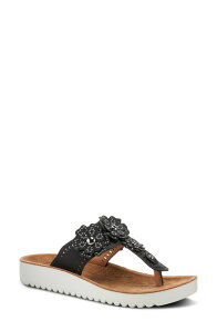 �t���N�T�X ���f�B�[�X �V���[�Y �q�[�� �t�����[�� �T���_�� �t�����[ Flexus by Spring Step Bayview Floral Appliqu Sandal Black �u���b�N