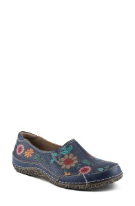 �X�v�����O�X�e�b�v ���f�B�[�X �V���[�Y �p���v�X L'Artiste by Spring Step L'Artiste Libora Slip-On Flat Navy Multi �l�C�r�[