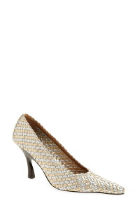�X�e���}�b�J�[�g�j�[ ���f�B�[�X �V���[�Y �p���v�X Stella McCartney Elsa Woven Pointed Toe Pump Silver/ Gold �S�[���h