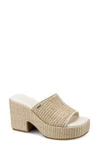 �_�i �L������ �j���[���[�N ���f�B�[�X �V���[�Y �q�[�� �v���b�g�t�H�[�� �T���_�� DKNY Maxenor Platform Sandal Natural