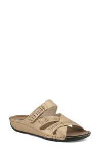 �t���N�T�X ���f�B�[�X �V���[�Y �q�[�� �T���_�� Flexus by Spring Step Karl Slide Sandal Gold �S�[���h