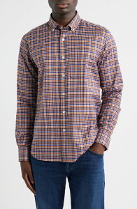 �X�R�b�g�o�[�o�[ �����Y �g�b�v�X �V���c �R�b�g�� �_�E�� Scott Barber Check Prep Cotton Twill Button-Down Shirt Navy �l�C�r�[