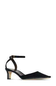 �U ���E ���f�B�[�X �V���[�Y �T���_�� �x���x�b�g �A���N�� The Row Carla Square Toe Velvet Ankle Strap Sandal Black �u���b�N