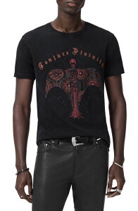 �W�����o���x�C�g�X �����Y �g�b�v�X T�V���c �R�b�g�� John Varvatos Deco Goddess Embellished Organicotton T-Shirt Black �u���b�N