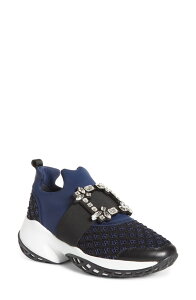 ���W�F�E���B���B�G ���f�B�[�X �V���[�Y �X�j�[�J�[ Roger Vivier Viv Crystal Buckle Slip-On Sneaker Navy/ Black �u���b�N