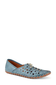 �X�v�����O�X�e�b�v ���f�B�[�X �V���[�Y �p���v�X ���U�[ Spring Step Moonwalk Perforated Leather Shoe Blue �u���[