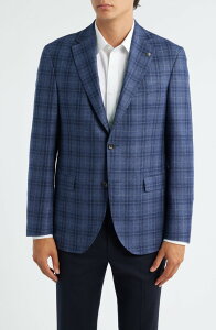 �W���b�N�r�N�^�[ �����Y �A�E�^�[ �W���P�b�g�E�u���]�� �E�[�� �R�[�g Jack Victor Midland Contemporary Fit Blue Plaid Wool Sport Coat Mid Blue �u���[