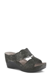 �t���N�T�X ���f�B�[�X �V���[�Y �q�[�� �v���b�g�t�H�[�� �T���_�� Flexus by Spring Step Dreiser Platform Wedge Slide Sandal Black �u���b�N