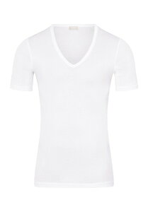 �n���� �����Y �g�b�v�X T�V���c V�l�b�N �R�b�g�� Hanro Cotton Pure Fitted Cotton V-Neck T-Shirt White �z���C�g