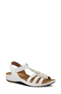 �t���N�T�X ���f�B�[�X �V���[�Y �q�[�� �t�����[�� �T���_�� �t�����[ Flexus by Spring Step Adede Floral Sandal White Patent Leather �z���C�g
