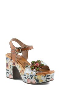 �X�v�����O�X�e�b�v ���f�B�[�X �V���[�Y �q�[�� �v���b�g�t�H�[�� �T���_�� L'Artiste by Spring Step Felis Platform Sandal Camel Multi �L������