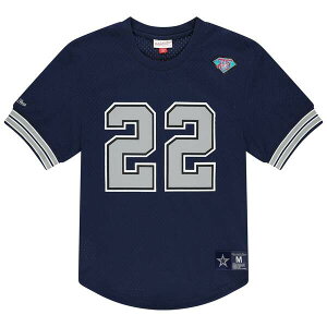 �~�b�`�F��&�l�X �����Y �g�b�v�X T�V���c ���b�V�� Men's Mitchell & Ness Emmitt Smith Navy Dallas Cowboys Retired Player Name & Number Mesh T-Shirt Navy �l�C�r�[