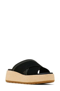 �\���� ���f�B�[�X �V���[�Y �q�[�� �v���b�g�t�H�[�� �T���_�� SOREL Sunpeak Platform Slide Sandal Black/ Gum 2 �u���b�N