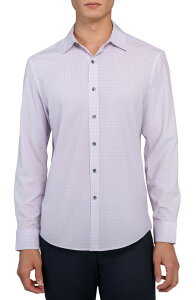 �_�u�����[�A�[���P�[ �����Y �g�b�v�X �V���c �X�����t�B�b�g W.R.K Slim Fit Light Purple Grid Check Performance Button-Up Shirt Purple �p�[�v��