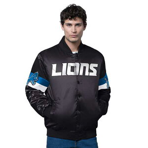 �X�^�[�^�[ �����Y �A�E�^�[ �W���P�b�g�E�u���]�� Men'starter Black Detroit Lions Triple Option Full-Snap Varsity Jacket Black �u���b�N