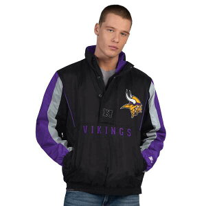 �X�^�[�^�[ �����Y �A�E�^�[ �W���P�b�g�E�u���]�� Men'starter Black Minnesota Vikings Thursday Night Gridiron Half-Zip Jacket Black �u���b�N