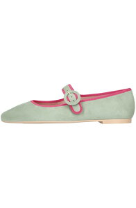 �v���e�B�E�o�����[�i ���f�B�[�X �V���[�Y �p���v�X�G�[�h Pretty Ballerinasquare Toe Suede Mary Jane Green �O���[��