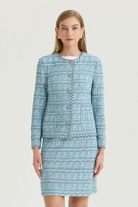 �~���E�H�� ���f�B�[�X �A�E�^�[ �W���P�b�g�E�u���]�� �c�C�[�h �j�b�g Ming Wang Heritage Braided Trim Tweed Knit Jacket Serene/Nebula/Lime/Blk/Wht ���C��