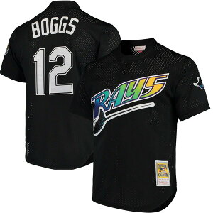 �~�b�`�F��&�l�X �����Y �g�b�v�X �V���c ���b�V�� �W���[�W�[ Men's Mitchell & Ness Wade Boggs Black Tampa Bay Rays Cooperstown Collection 1991 Mesh Batting Practice Jersey Black �u���b�N