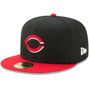 �j���[�G�� ���f�B�[�X �A�N�Z�T���[ �X�q Men's New Era Black/Red Cincinnati Reds Road Authenticollection-Field 59FIFTY Fitted Hat Black �u���b�N